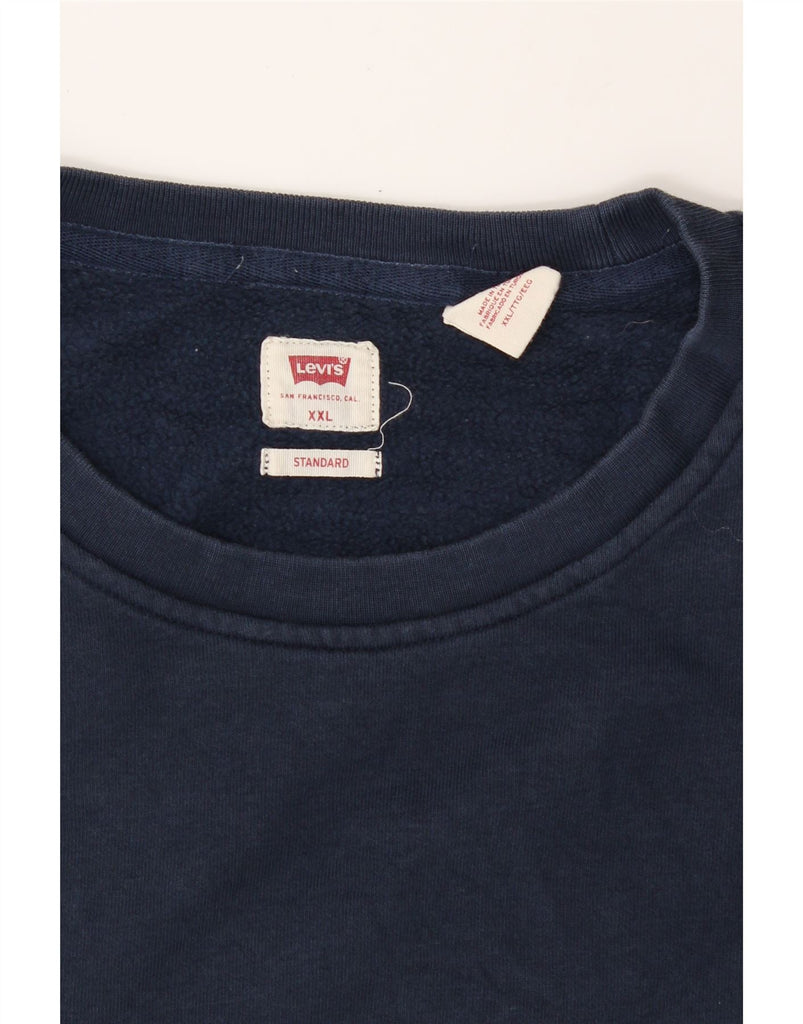 LEVI'S Mens Standard Sweatshirt Jumper 2XL Navy Blue Cotton Vintage Levi's and Second-Hand Levi's from Messina Hembry 