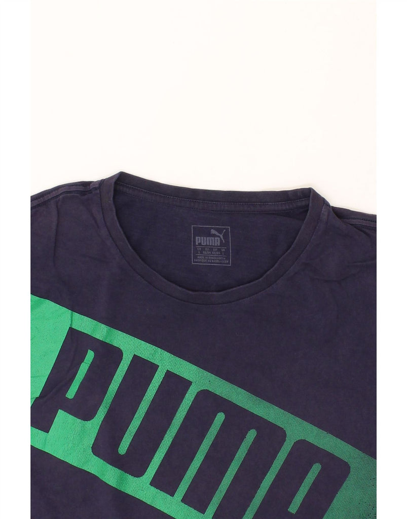 PUMA Mens Graphic T-Shirt Top Large Navy Blue Vintage Puma and Second-Hand Puma from Messina Hembry 