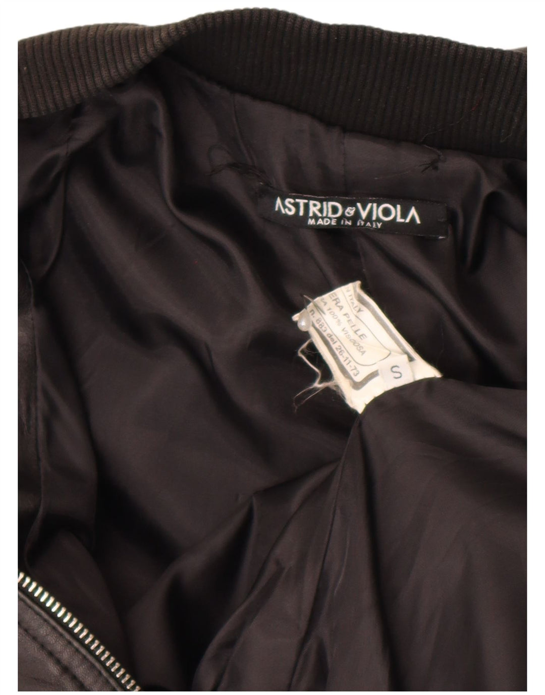 Astrid & Viola Womens Crop Leather Jacket UK 8 Small Black Leather