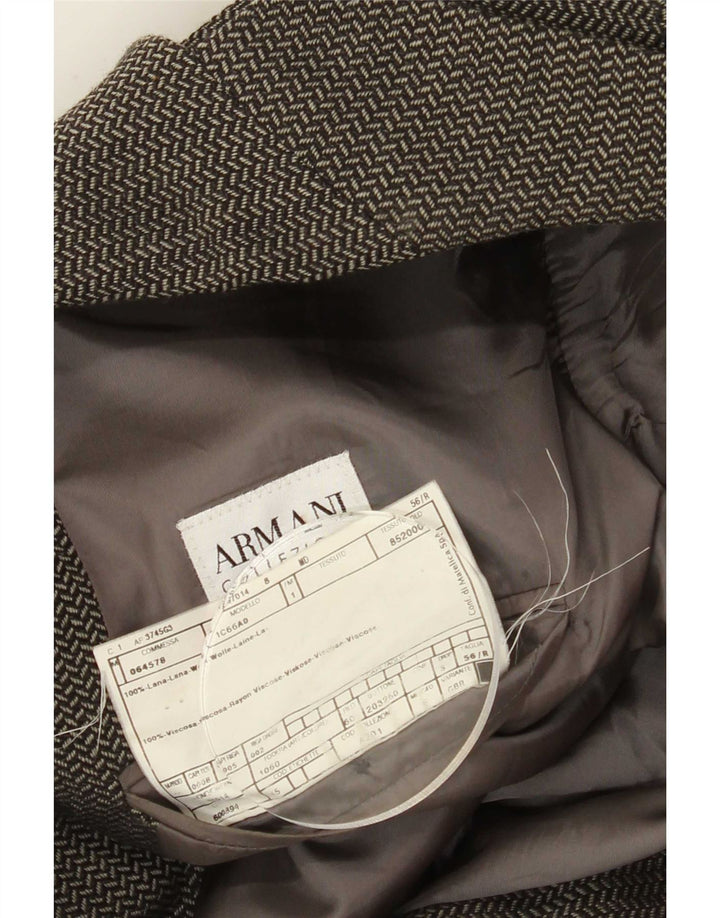 Armani Collezioni Mens 3 Button Blazer Jacket IT 56 3XL Grey Herringbone