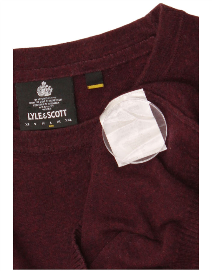 LYLE & SCOTT Mens Crew Neck Jumper Sweater Large Maroon Cotton
