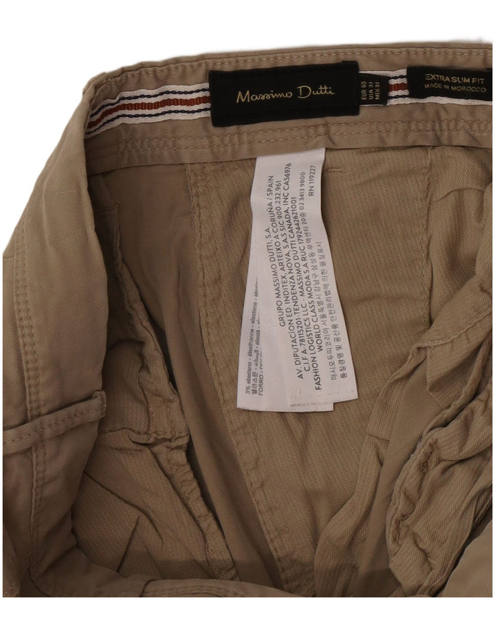 Massimo Dutti Mens Extra Slim Fit Chino Trousers EU 40 Medium W31 L31 Beige