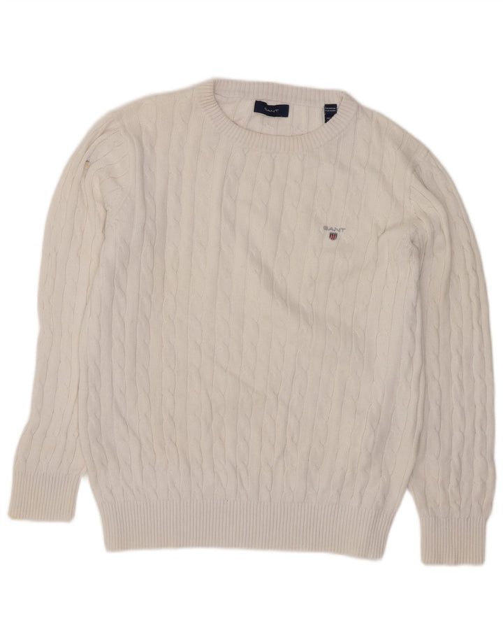 Gant Boys Boat Neck Jumper Sweater 9-10 Years White Cotton