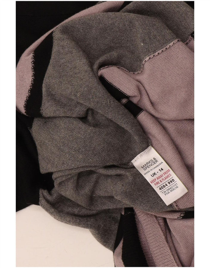 Marks & Spencer Womens Knit Tunic Dress UK 14 Medium Pink Colourblock