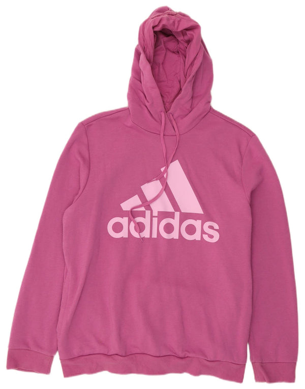 Adidas Womens Graphic Hoodie Jumper UK 20/22 XL Pink Cotton