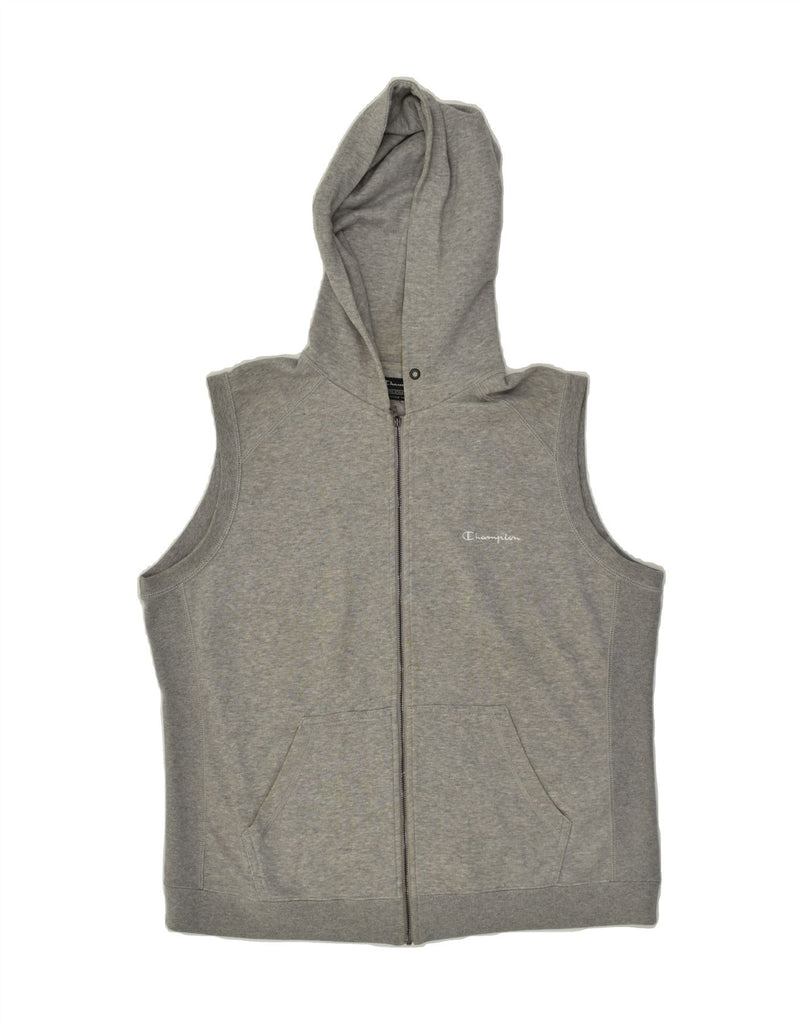 CHAMPION Womens Sleeveless Zip Hoodie Sweater UK 18 XL Grey Cotton | Vintage Champion | Thrift | Second-Hand Champion | Used Clothing | Messina Hembry 