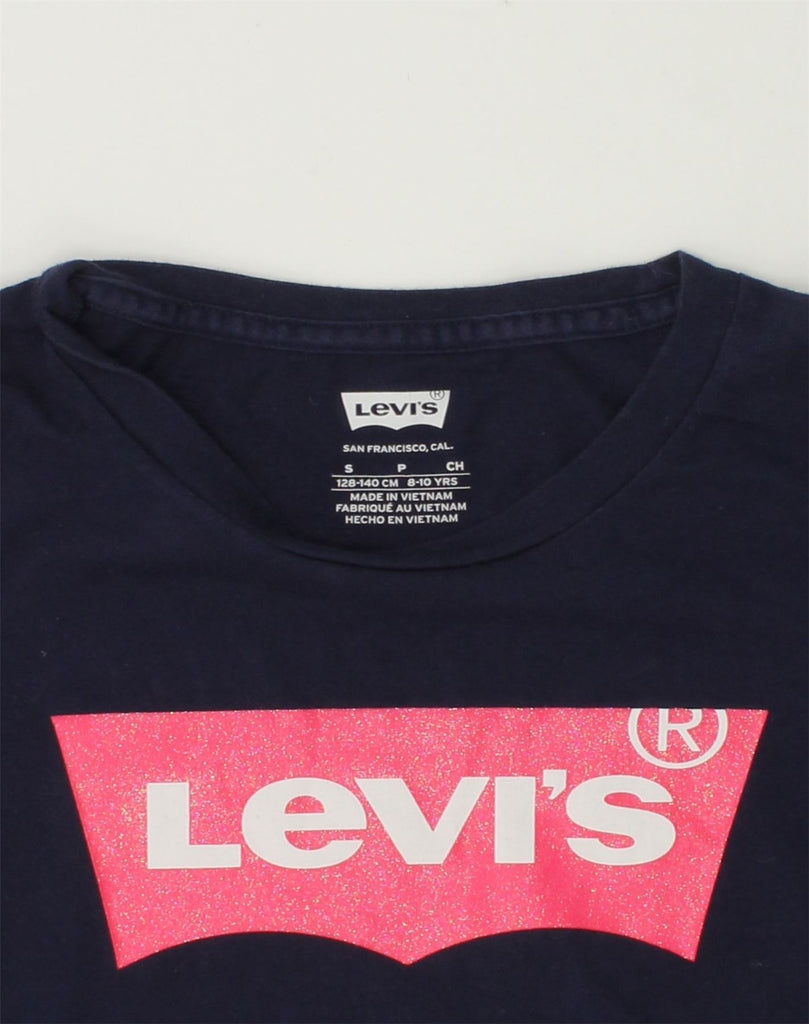 LEVI'S Girls Graphic Blouse Top 8-9 Years Small  Navy Blue Cotton | Vintage Levi's | Thrift | Second-Hand Levi's | Used Clothing | Messina Hembry 