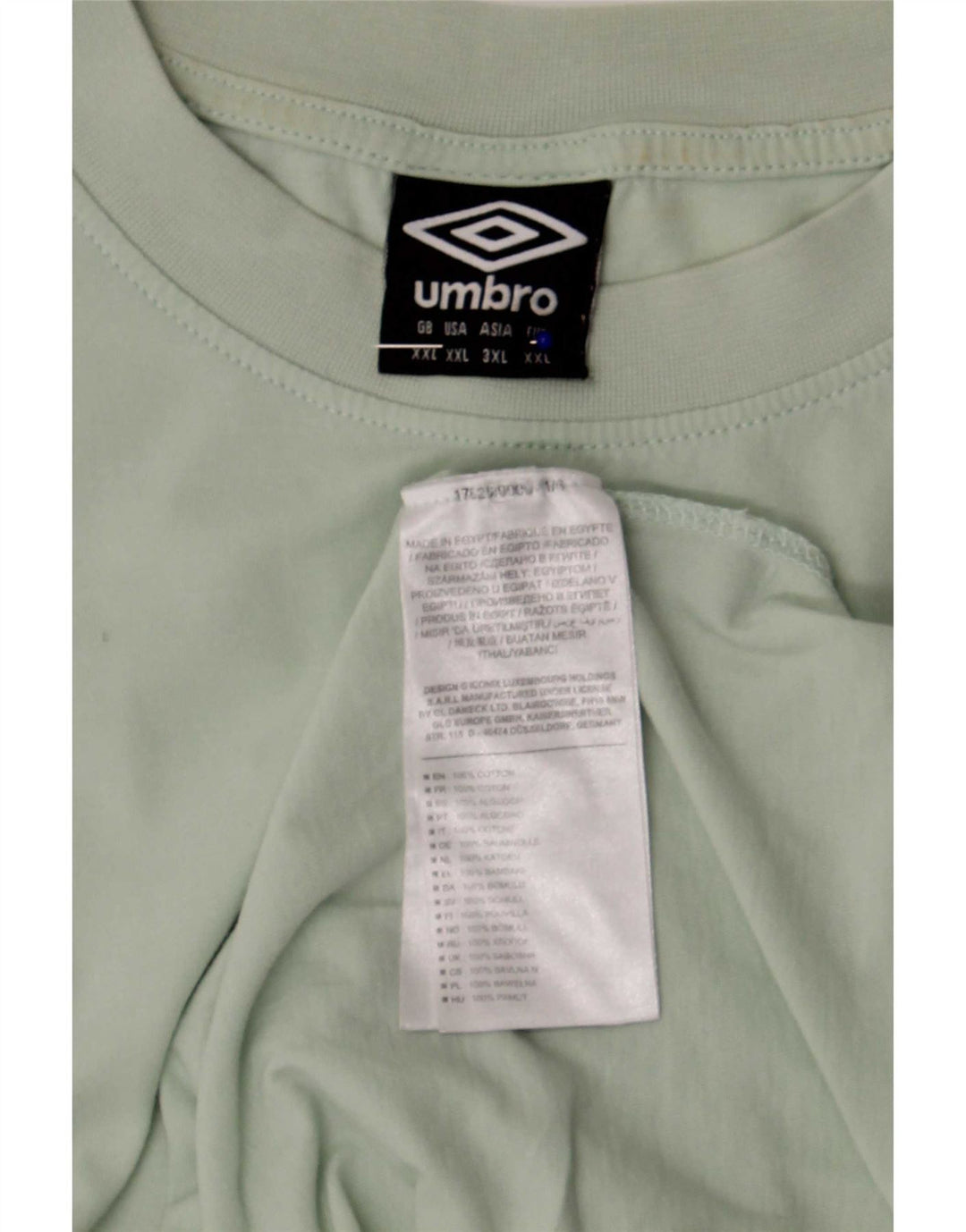 Umbro Mens T-Shirt Top 2XL Green Cotton