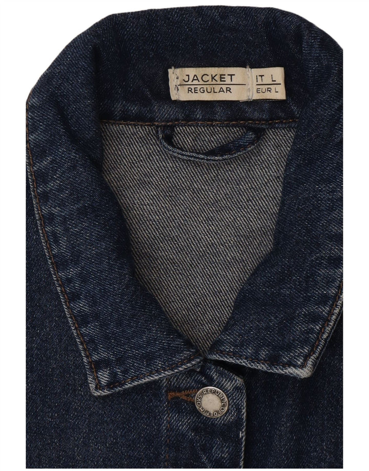 VINTAGE Womens Regular Fit Crop Denim Jacket UK 16 Large Blue