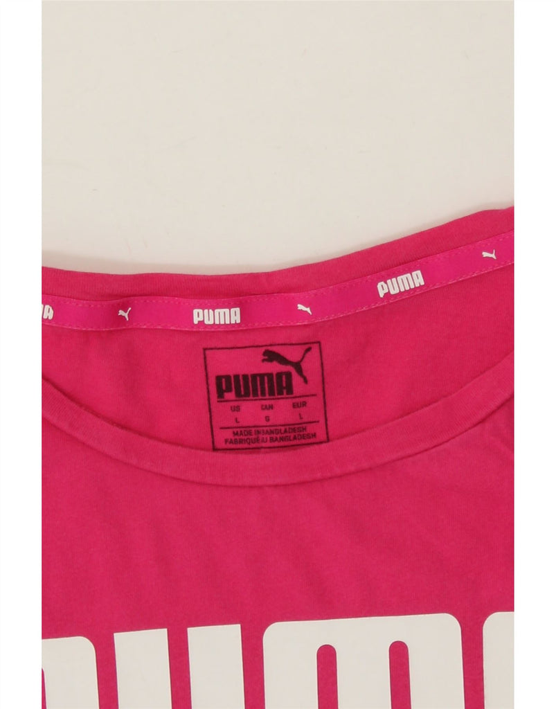 PUMA Womens Graphic T-Shirt Top UK 16 Large Pink Cotton Vintage Puma and Second-Hand Puma from Messina Hembry 