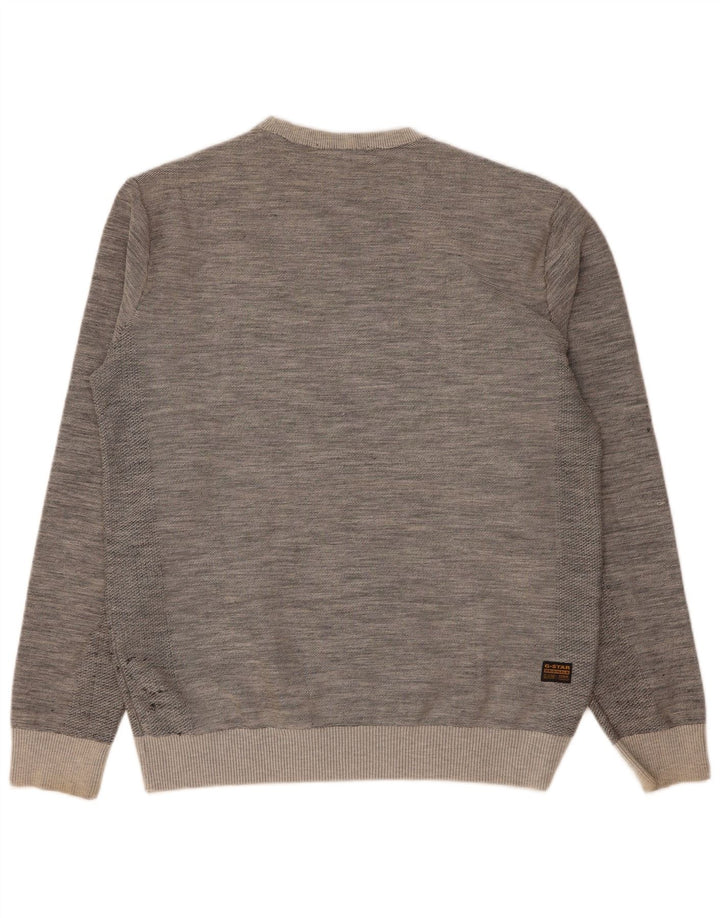 G-Star Mens Graphic Sweatshirt Jumper Medium Grey Flecked Cotton