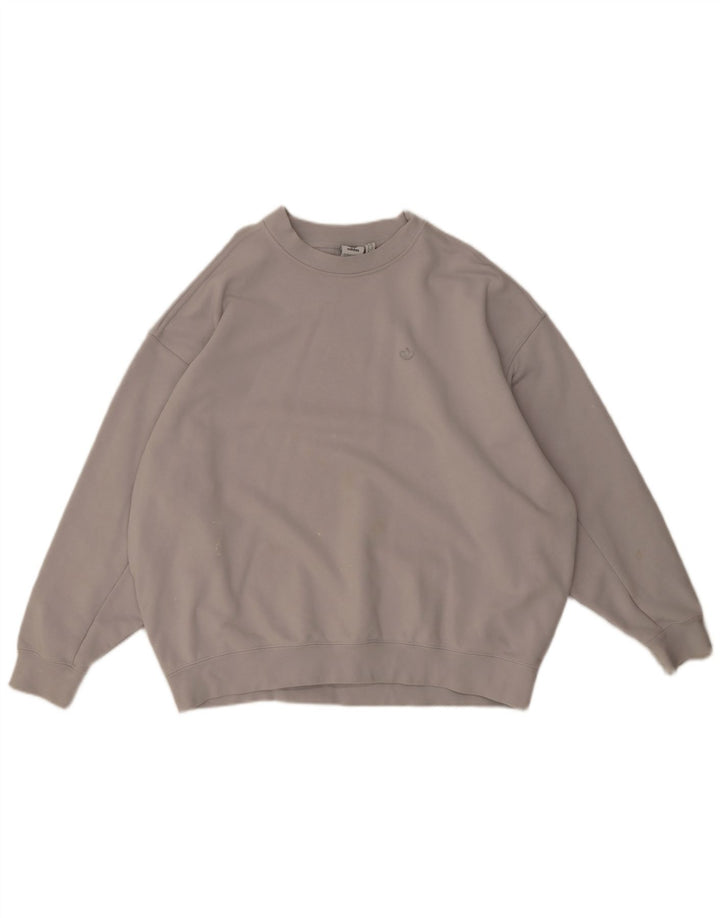 Adidas Womens Oversized Sweatshirt Jumper UK 10 Small Grey Cotton