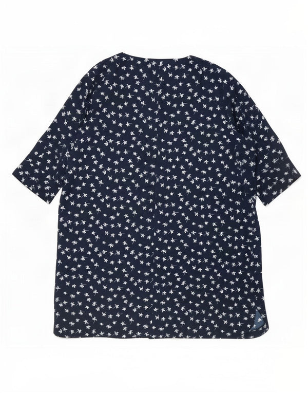 Marks & Spencer Womens 3/4 Sleeve Shift Dress UK 22 3XL Navy Blue Floral