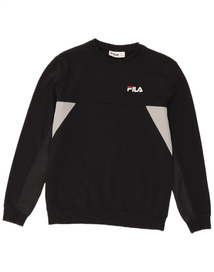 Fila Mens Sweatshirt Jumper Small Black Colourblock Cotton