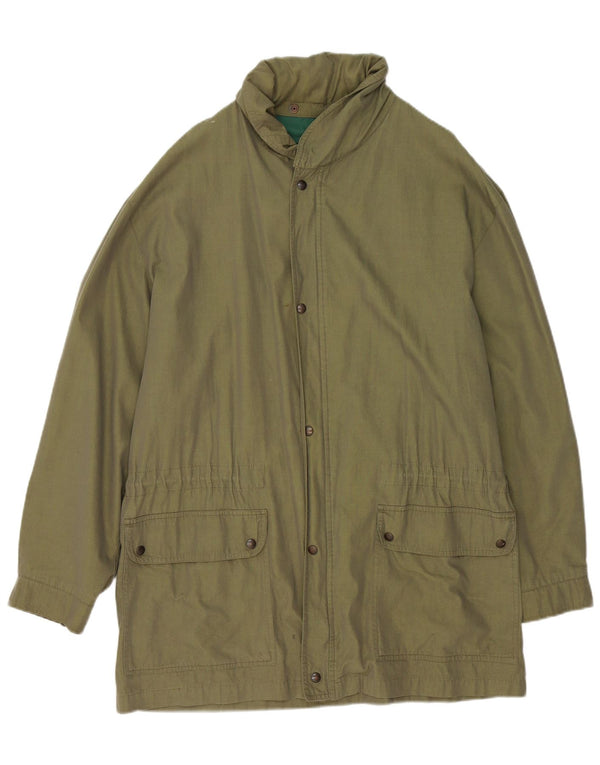 Vintage Mens Hooded Overcoat UK 42 XL Khaki