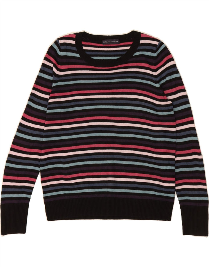 MARKS & SPENCER Womens Boat Neck Jumper Sweater UK 14 Medium  Black Vintage Marks & Spencer and Second-Hand Marks & Spencer from Messina Hembry 