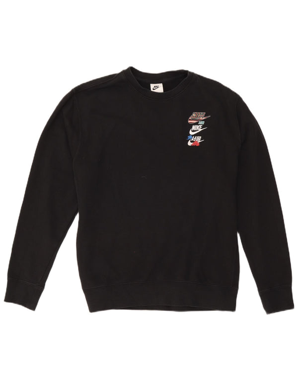 Nike Womens Sweatshirt Jumper UK 16 Large Black Cotton