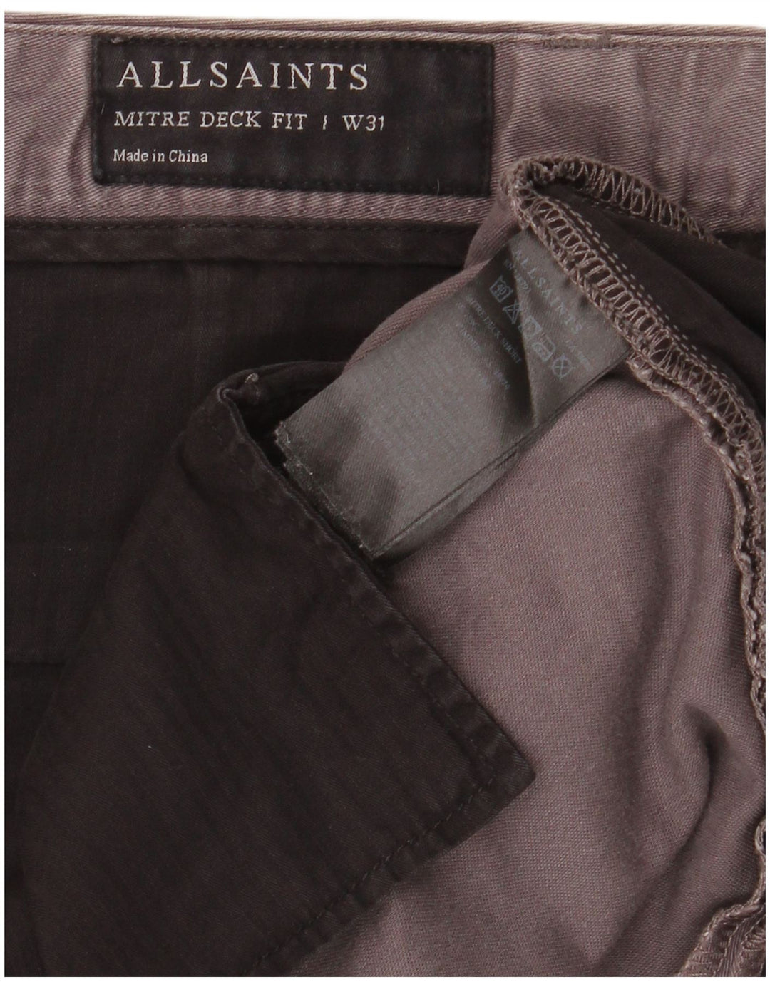 All Saints Mens Chino Shorts W31 Medium Grey Cotton