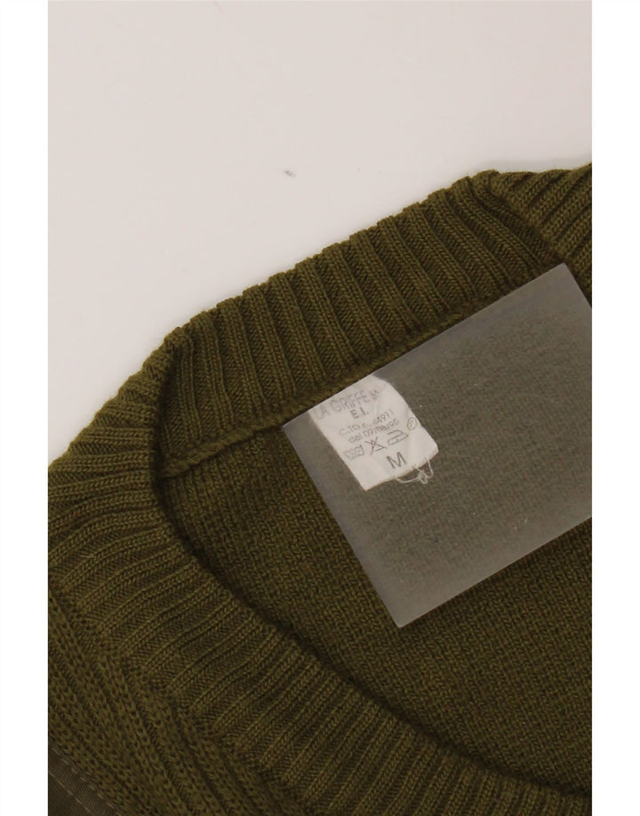 Vintage Mens Military V-Neck Jumper Sweater Medium Khaki
