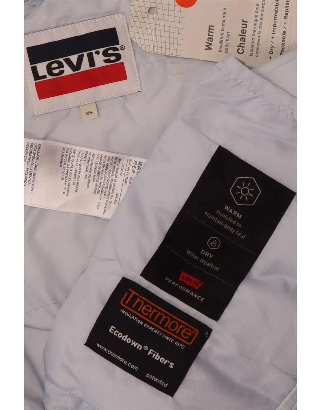 Levi's Womens Hooded Oversized Padded Jacket UK 6 XS Blue Polyester