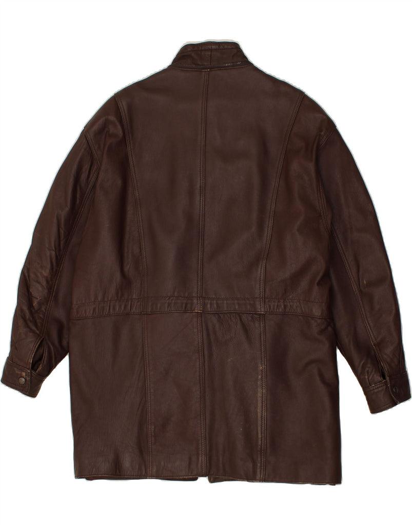 VINTAGE Mens Leather Coat UK 42 XL Brown Vintage Vintage and Second-Hand Vintage from Messina Hembry 