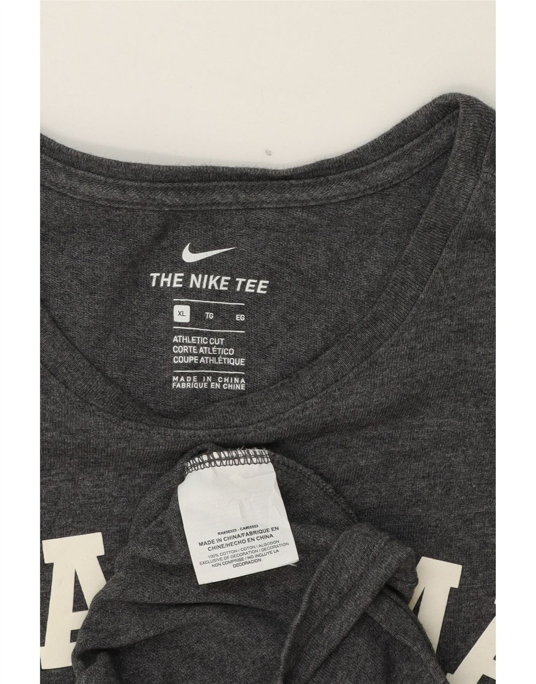 NIKE Mens Athletic Cut Graphic T-Shirt Top XL Grey Cotton Vintage Nike and Second-Hand Nike from Messina Hembry 