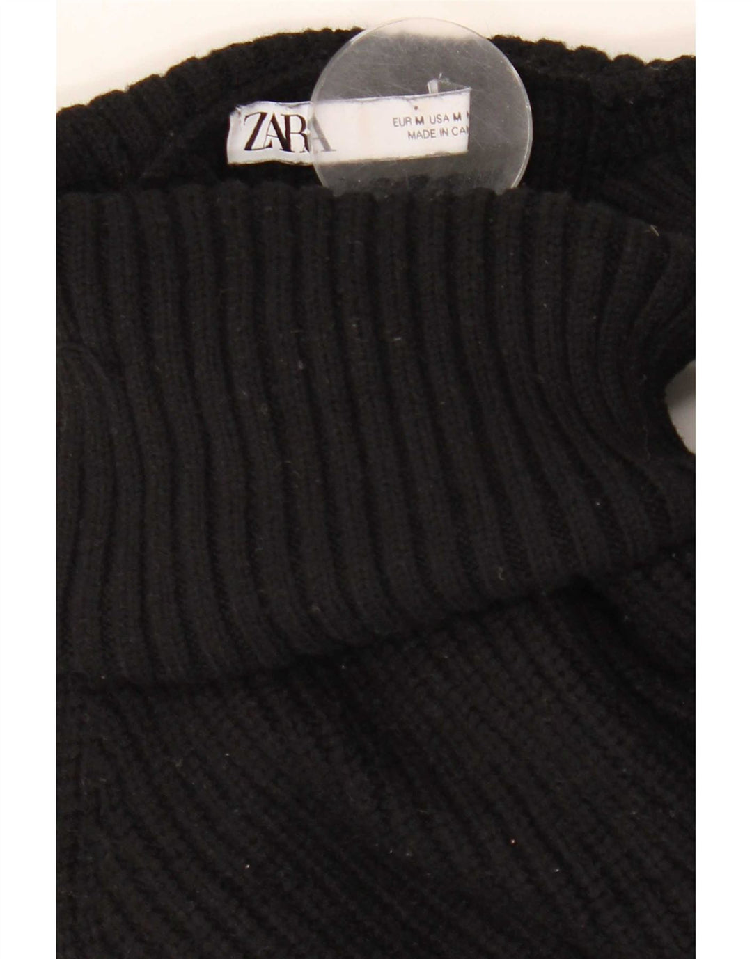Zara Womens Off Shoulder Roll Neck Jumper Sweater UK 14 Medium Black