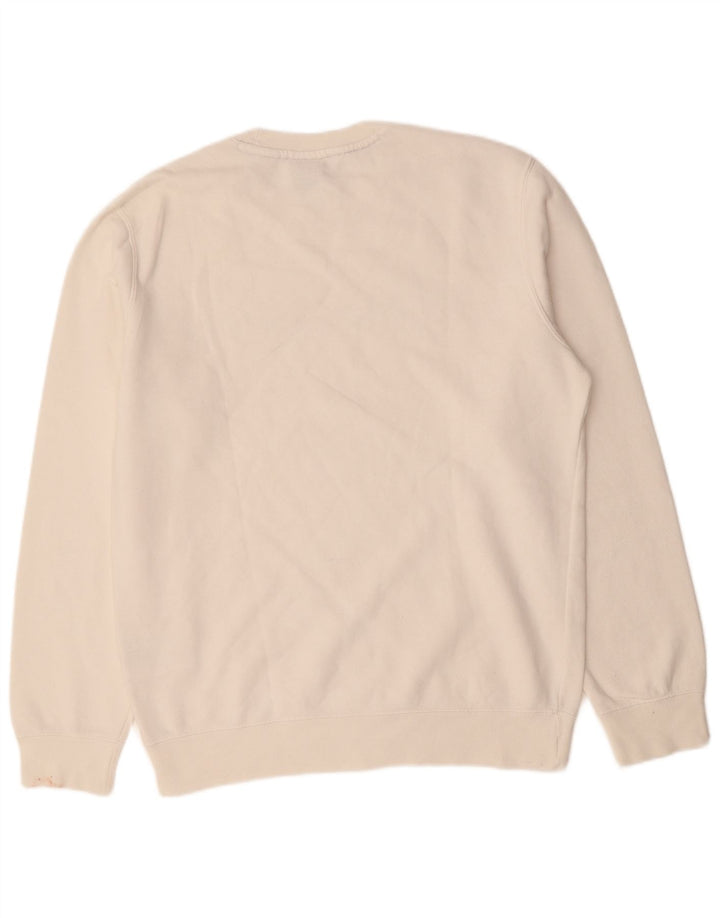 CHAMPION Mens Graphic Sweatshirt Jumper Large White Cotton