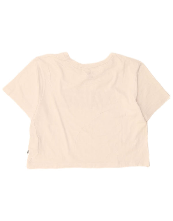 Vans Womens Crop Graphic T-Shirt Top UK 10 Small White Cotton
