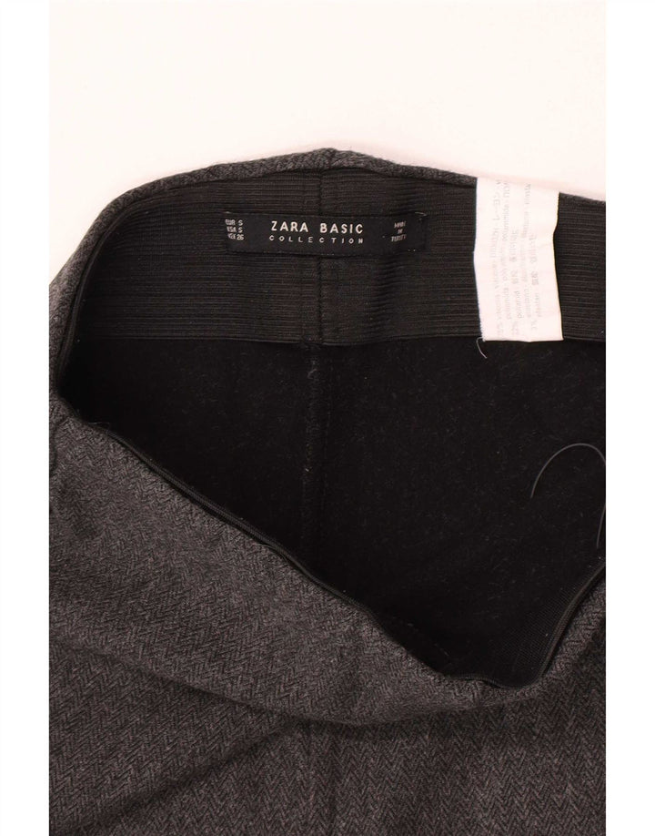 Zara Womens Leggings UK 8 Small Grey Herringbone Viscose