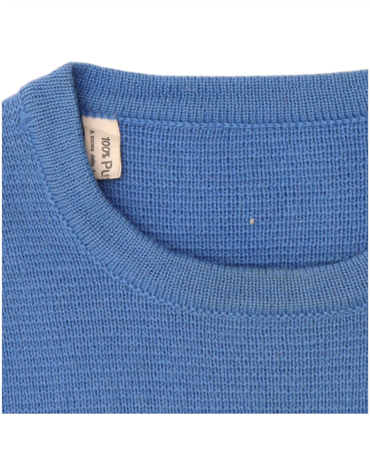 Vintage Womens Boat Neck Jumper Sweater UK 12 Medium Blue Striped New Wool