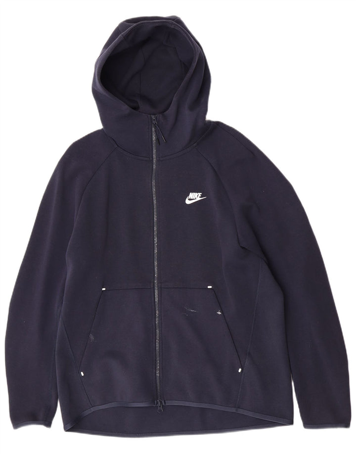 Nike Mens Zip Hoodie Sweater Large Navy Blue Cotton
