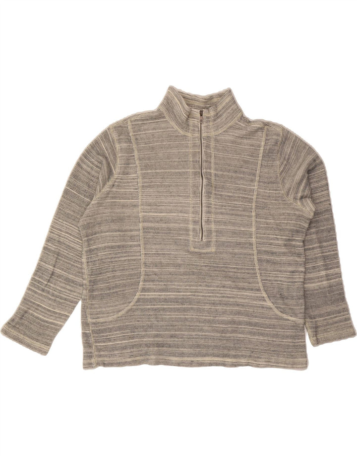 TOMMY BAHAMA Womens Oversized Sweatshirt Jumper UK 16 Large Grey Pinstripe Vintage Tommy Bahama and Second-Hand Tommy Bahama from Messina Hembry 