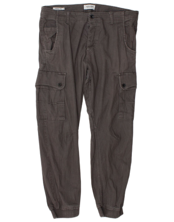 Jack & Jones Mens Paul Tapered Cargo Trousers W36 L29 Grey Cotton