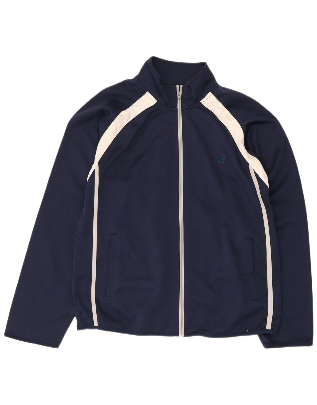 Starter Mens Tracksuit Top Jacket Medium Navy Blue Colourblock Polyester