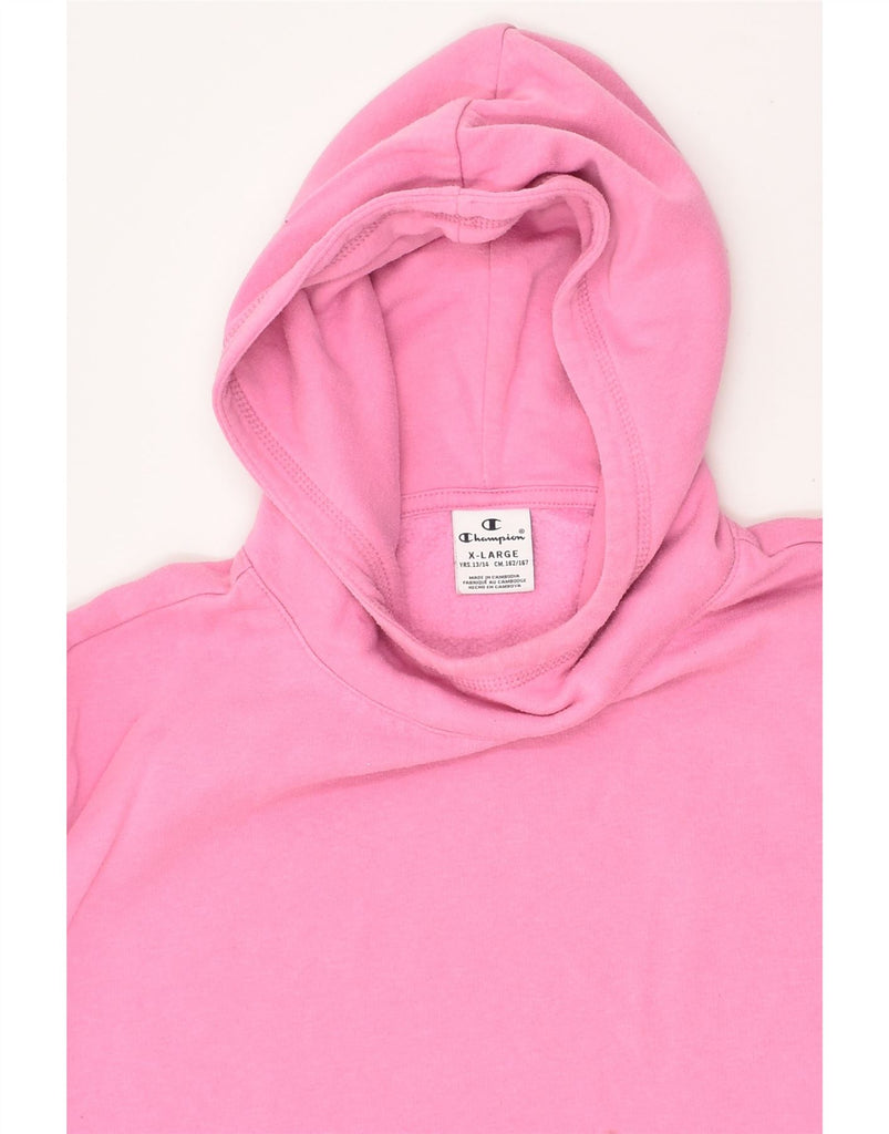 CHAMPION Girls Graphic Hoodie Jumper 13-14 Years XL Pink | Vintage Champion | Thrift | Second-Hand Champion | Used Clothing | Messina Hembry 