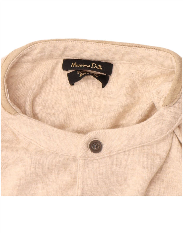 Massimo Dutti Mens Polo Shirt Large Beige Cotton