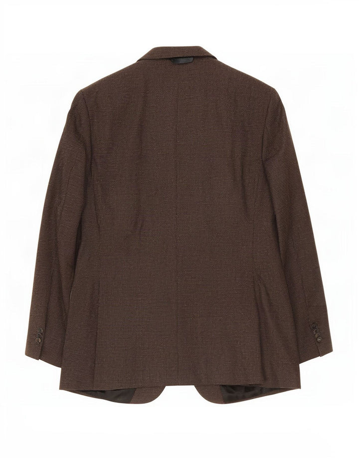 Hugo Boss Mens 2 Button Blazer Jacket US 44 2XL Brown Spotted Wool