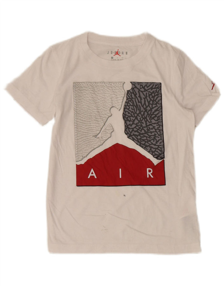 Jordan Boys Graphic T-Shirt Top 8-9 Years Small White Cotton