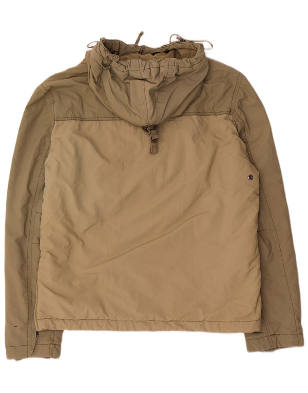 Napapijri Womens Graphic Hooded Anorak Jacket UK 16 Large Khaki Polyamide