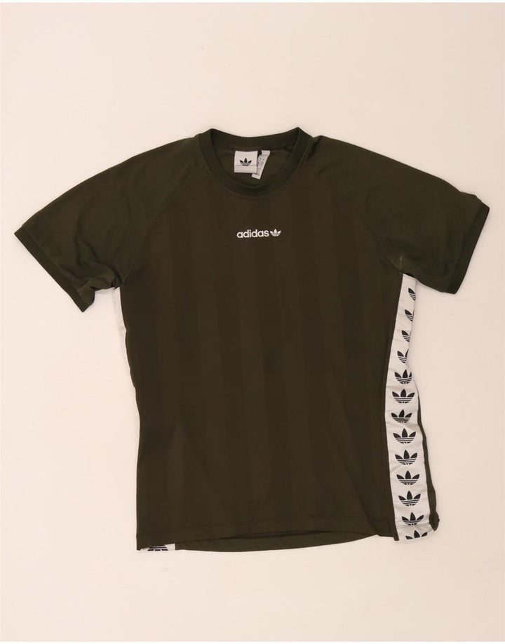 Adidas Mens Graphic T-Shirt Top Large Khaki Colourblock Polyester