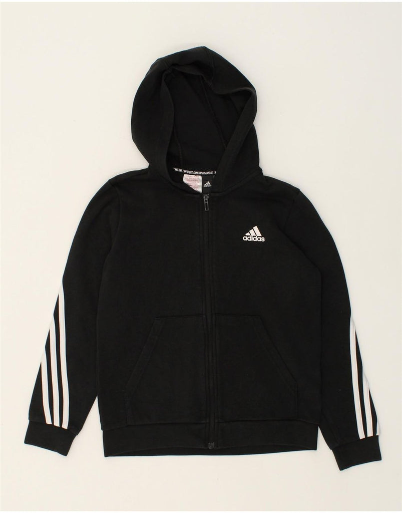 ADIDAS Boys Zip Hoodie Sweater 11-12 Years Black | Vintage Adidas | Thrift | Second-Hand Adidas | Used Clothing | Messina Hembry 