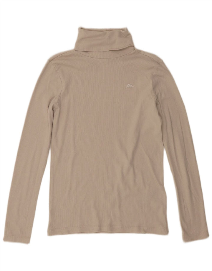 Kappa Womens Top Long Sleeve UK 10 Small Beige Cotton