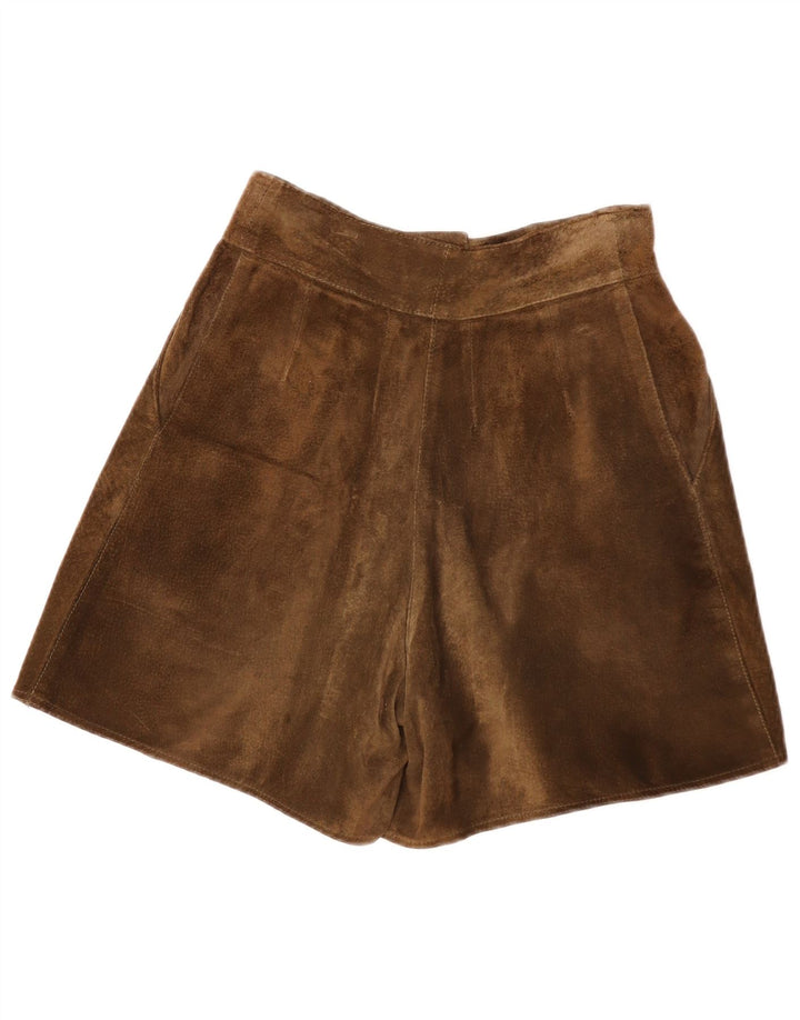 Vintage Womens High Waist Suede Chino Shorts W26 Small Brown