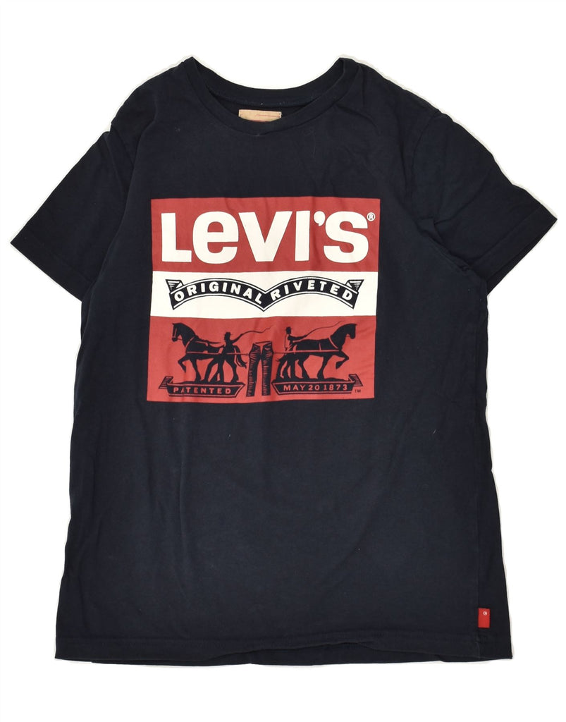 LEVI'S Boys Graphic T-Shirt Top 13-14 Years Navy Blue Cotton | Vintage Levi's | Thrift | Second-Hand Levi's | Used Clothing | Messina Hembry 