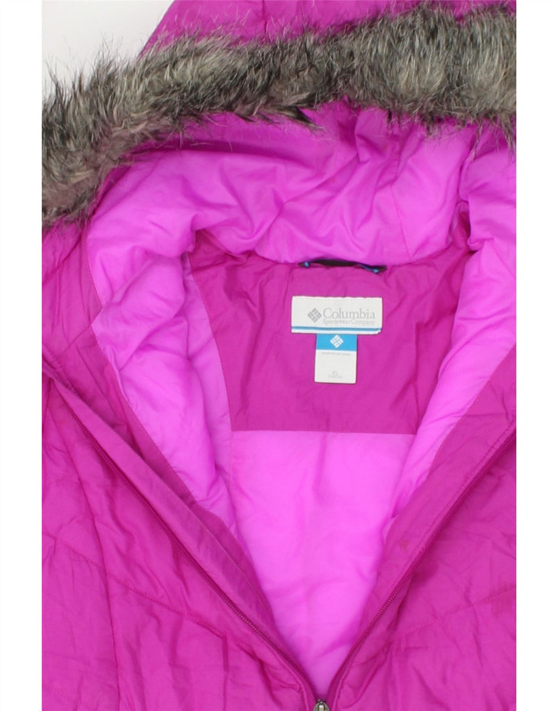 COLUMBIA Boys Hooded Padded Jacket 15-16 Years XL Pink Polyester | Vintage Columbia | Thrift | Second-Hand Columbia | Used Clothing | Messina Hembry 