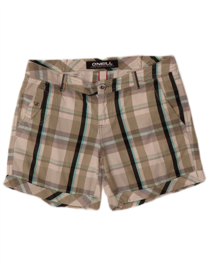 O'NEILL Womens Chino Shorts W26 Small Grey Check Cotton
