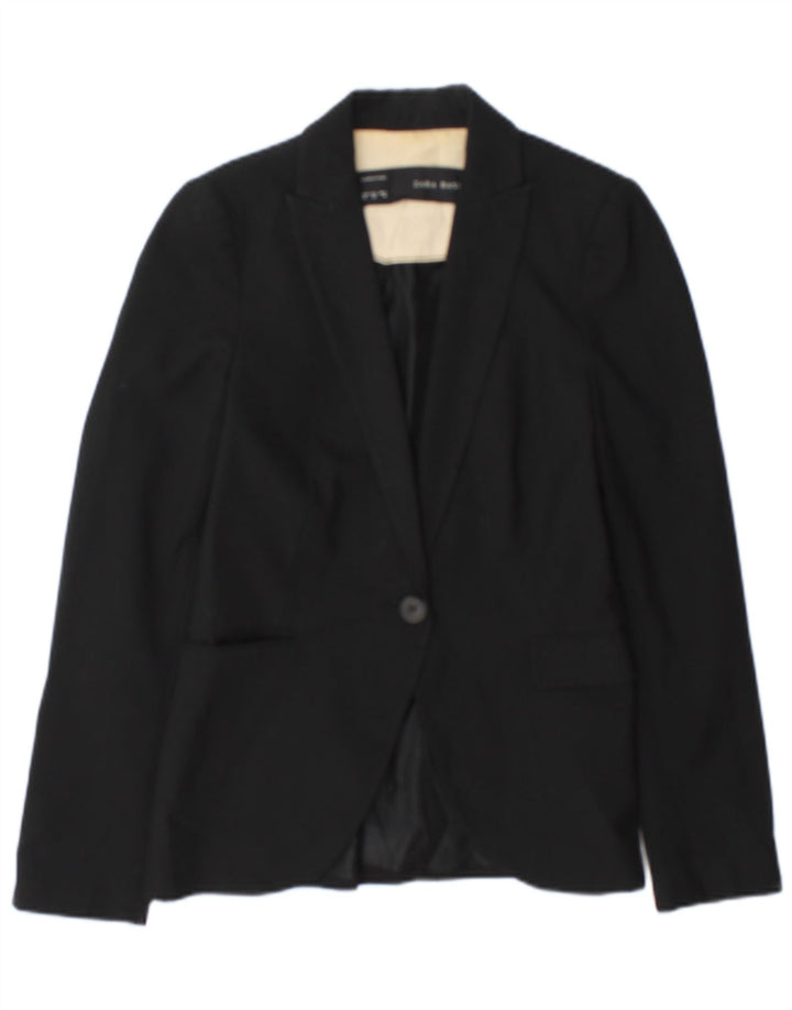 Zara Womens 1 Button Blazer Jacket EU 34 2XS Black Acetate