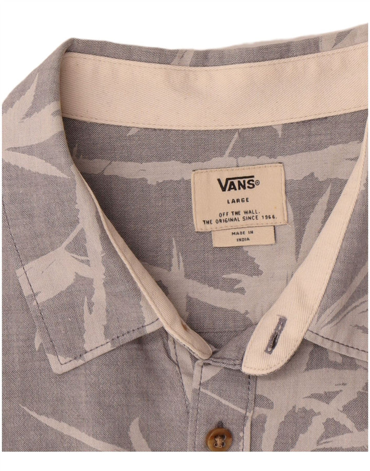 Vans Mens Short Sleeve Shirt Large Grey Floral Cotton