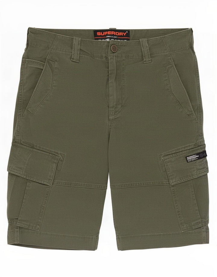 Superdry Mens Cargo Shorts W30 Medium Green Cotton